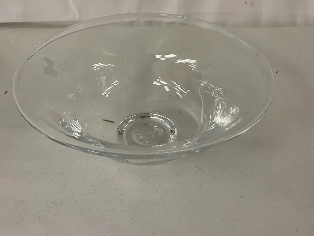 Simon Pearce Hand Blown Clear Glass Flared Centerpiece Bowl Signed 10